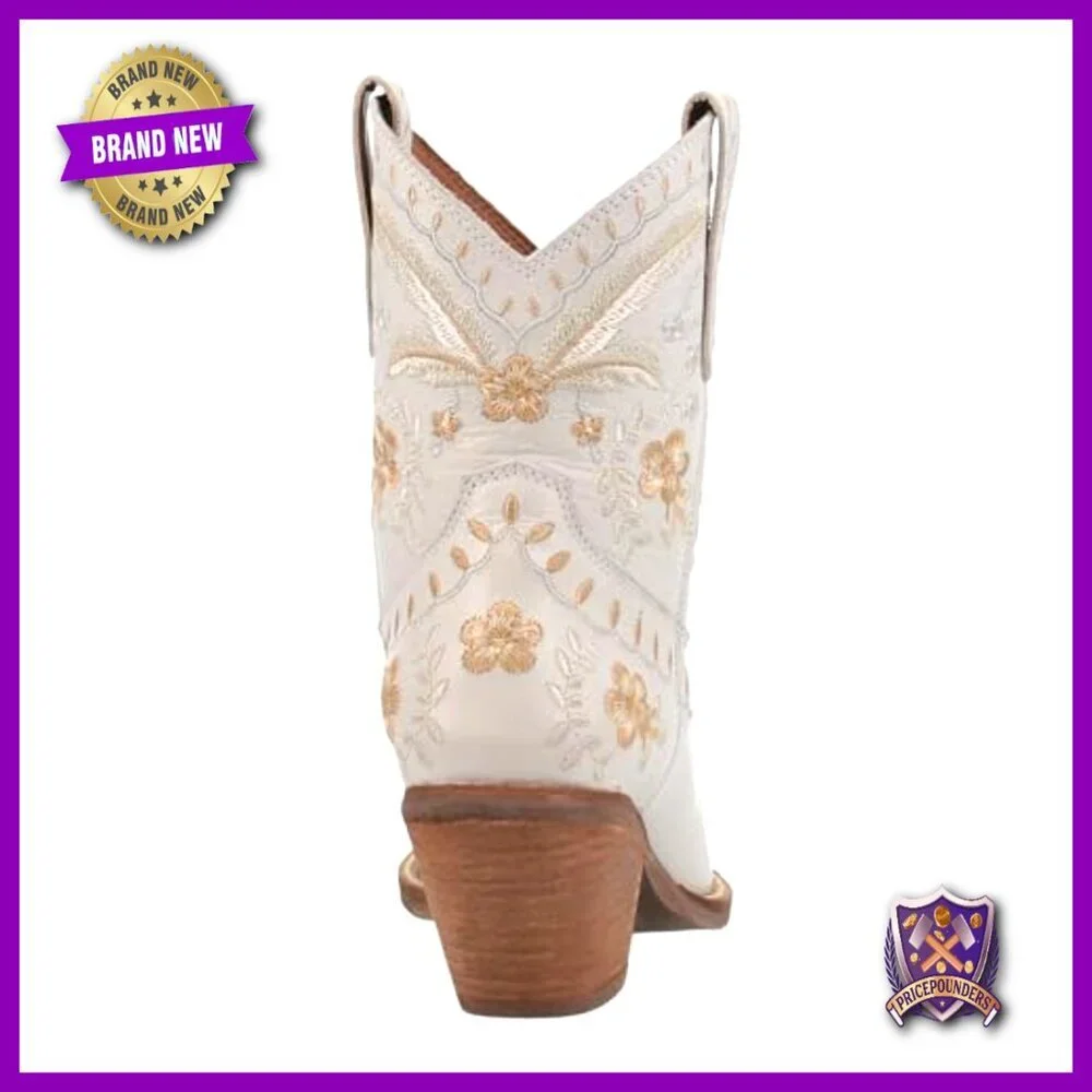 Boho Embroidered Leather Ankle Boots with Lacing Detail and 2.5-Inch Heel